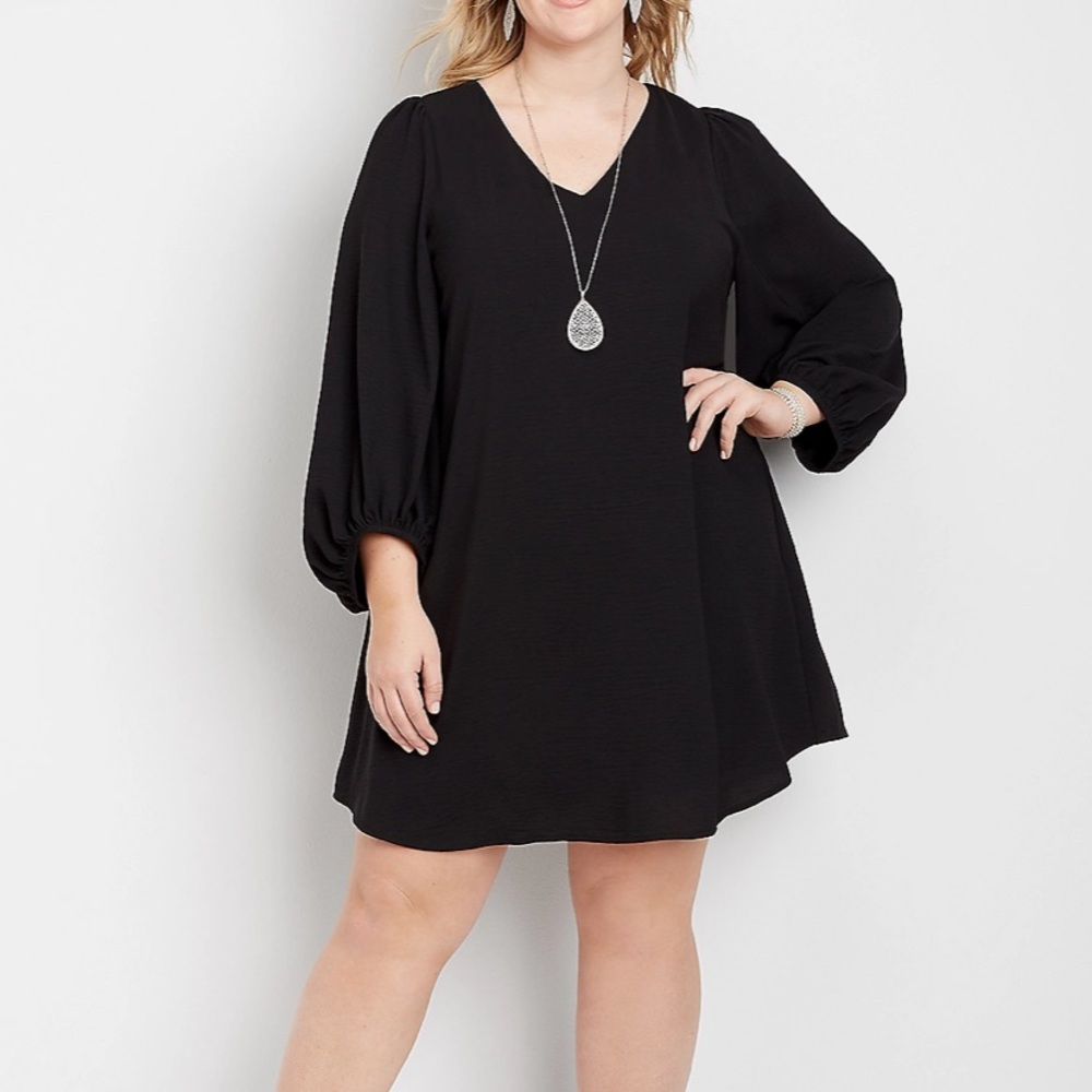 Black Long Sleeve Shift Dress